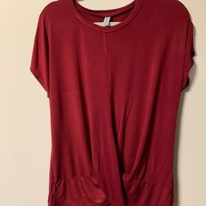 YSYOKOW Womens Short Sleeve  Loose Tunic Front Twist Top - L